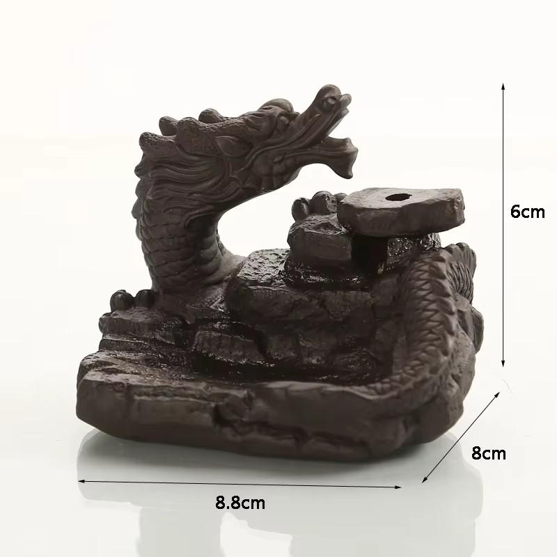 Hot Ceramic Dragon Incense Holder Smoke Backflow Incense Waterfall Burner Mini Office Desk Home Decor Teahouse Lotus Ornaments 7