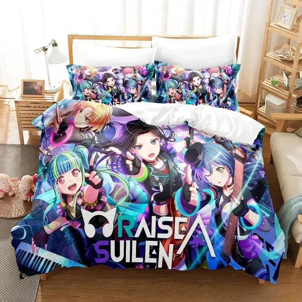 RAISE A SUILEN Постельный комплект Мультяшный Аниме трехпредметный комплект Взрослый Детский Спальня Комплекты пододеяльников 3D принт Кавайные Девочки полный комплект