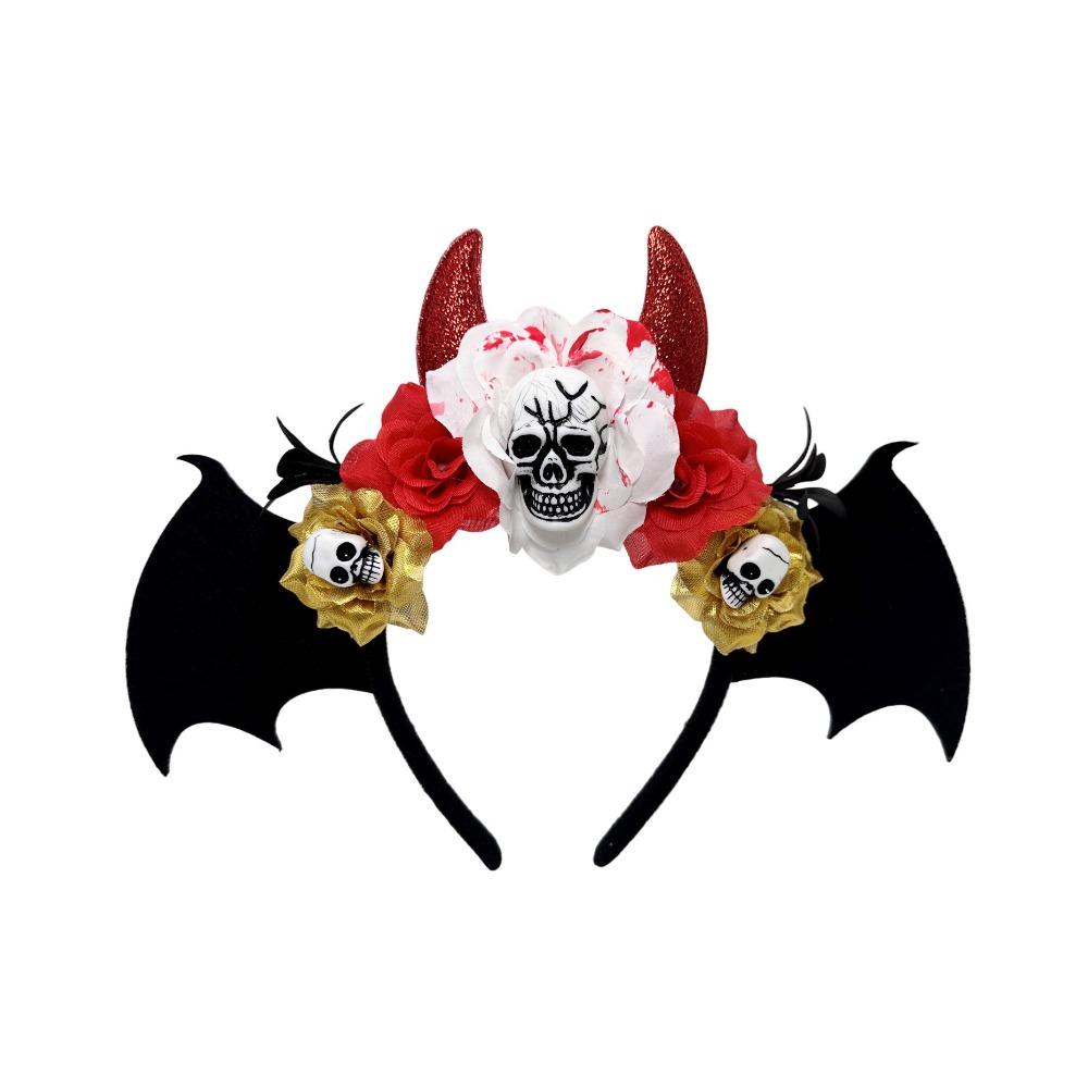 Gothic Halloween Skull Headband Simulation Flowers Day of The Dead Hairband Festive Decorations