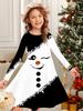 Girls' Autumn and Winter Fashion Dress, 3D Christmas Print  Round Neck Long Children's T-shirt Dress, Casual Versatile, Christmas Clothing