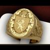 Hot-Selling Crown Lion Shield Emblem Ring – European & American Gold-Plated Royal Seal Men's Ring