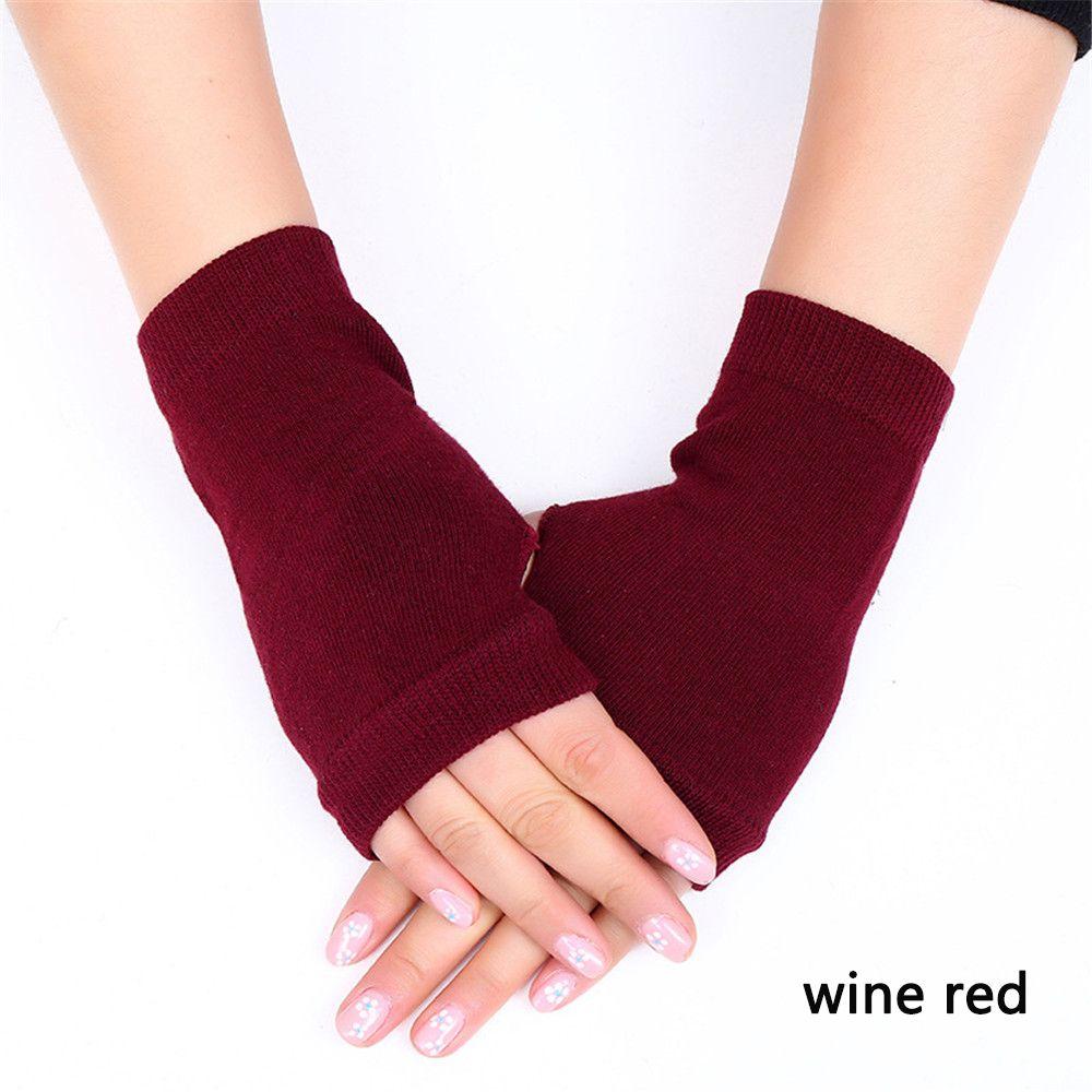 Protable Fingerless Winter Autumn Warm Wrist Gloves Knitted Wool Glove Half Mitten Exposed Finger