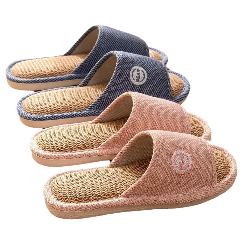 Women's Four-Season Linen Slippers: Silent, Sweat-Absorbent, Non-Slip for Indoor Use