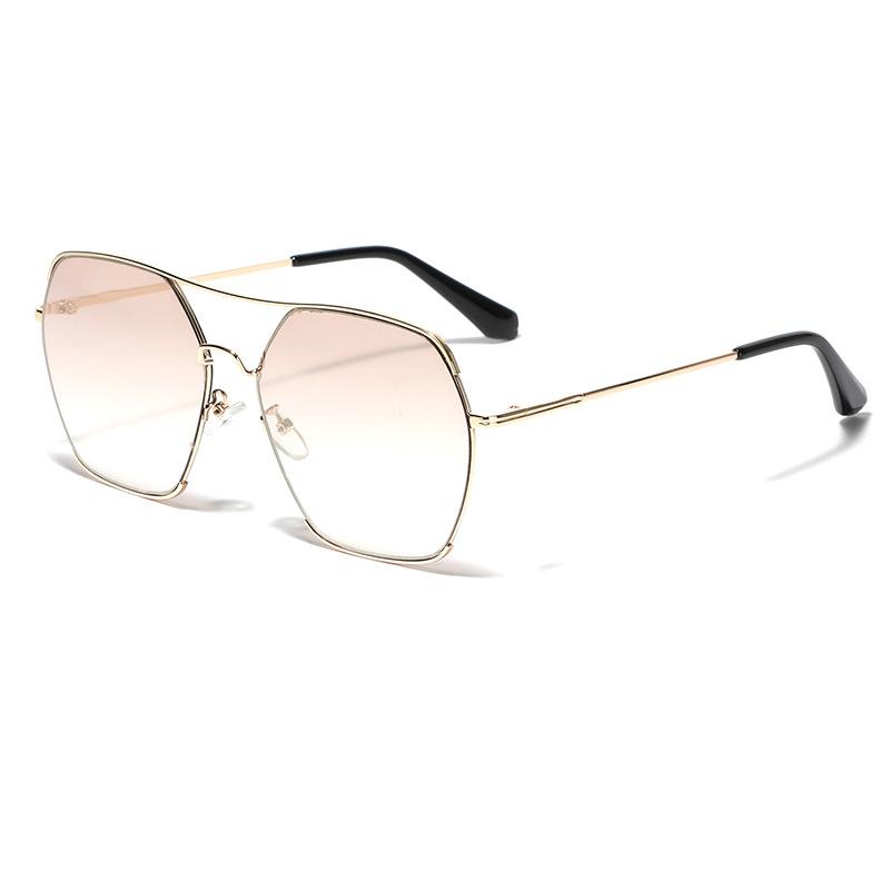 Очки Квадратные Солнцезащитные очки с большой оправой Мужские Многоугольные Розовые Металлические Солнцезащитные очки Женские Осенне-зимние