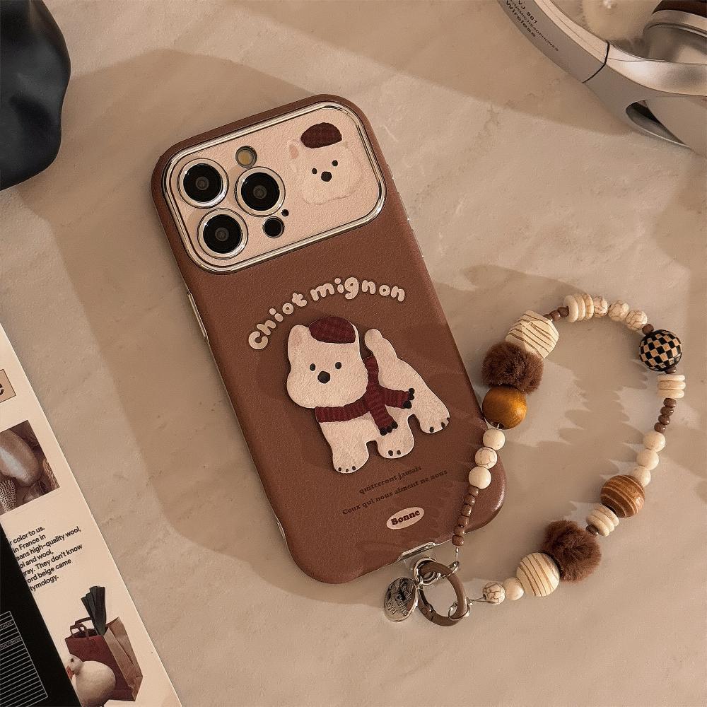 Коричневый 3D чехол из натуральной кожи для Apple iPhone 17 Pro Max и iPhone 16, с мультяшным дизайном, доступен в нескольких размерах.