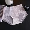 Women's Summer New Chinese Light Luxury Sexy Satin Soft Lace Traceless Breathable Mid Waist Panties