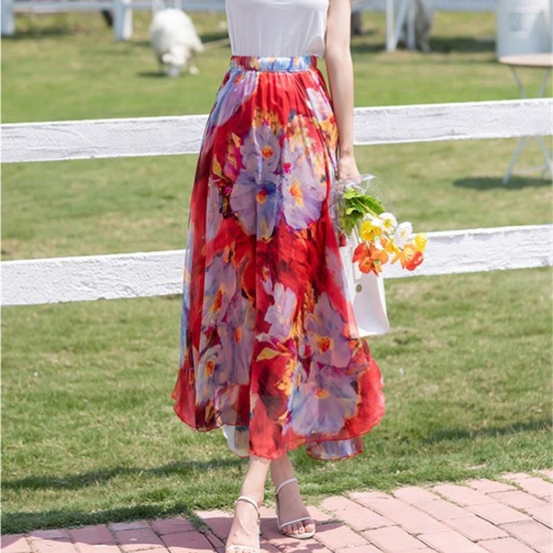 Tooxika Chiffon Skirt, Floral Holiday Style Beach Skirt