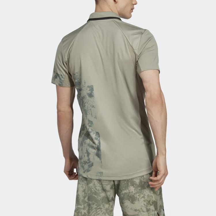 Adidas Tennis Paris Heat.Rdy Рубашка-поло Freelift с принтом тай-дай Мужские топы Галька серебристо-серая HT7233