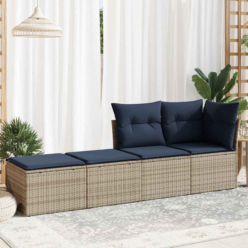 2 Piece Garden Sofa Set with Cushions Gray Poly Rattan & Acacia
