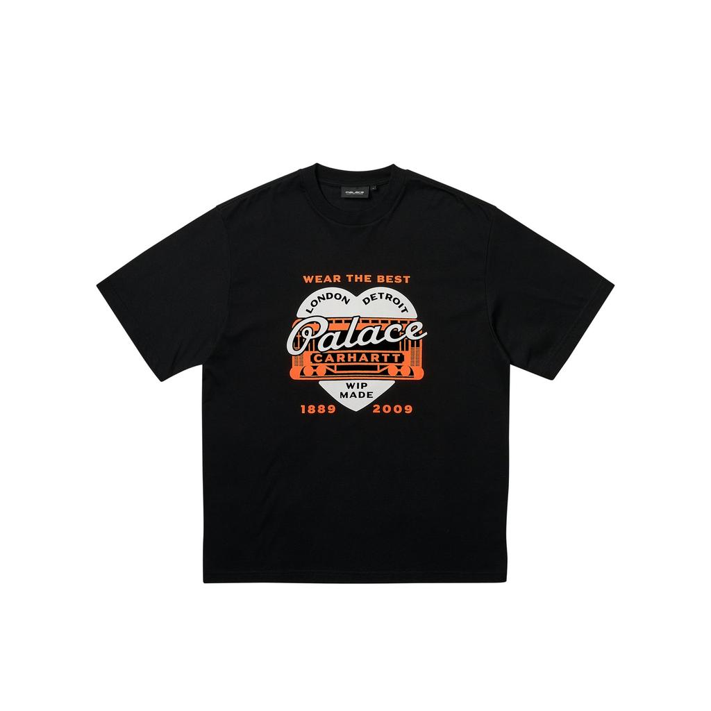 Palace X Carhartt WIP FW24 Футболка с рисунком сердца унисекс Футболки черные I035651-1UV-XX