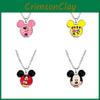 Vintage Mickey Minnie Cartoon Style Necklace With Retro Gemstone Pendant For Unique Fashion