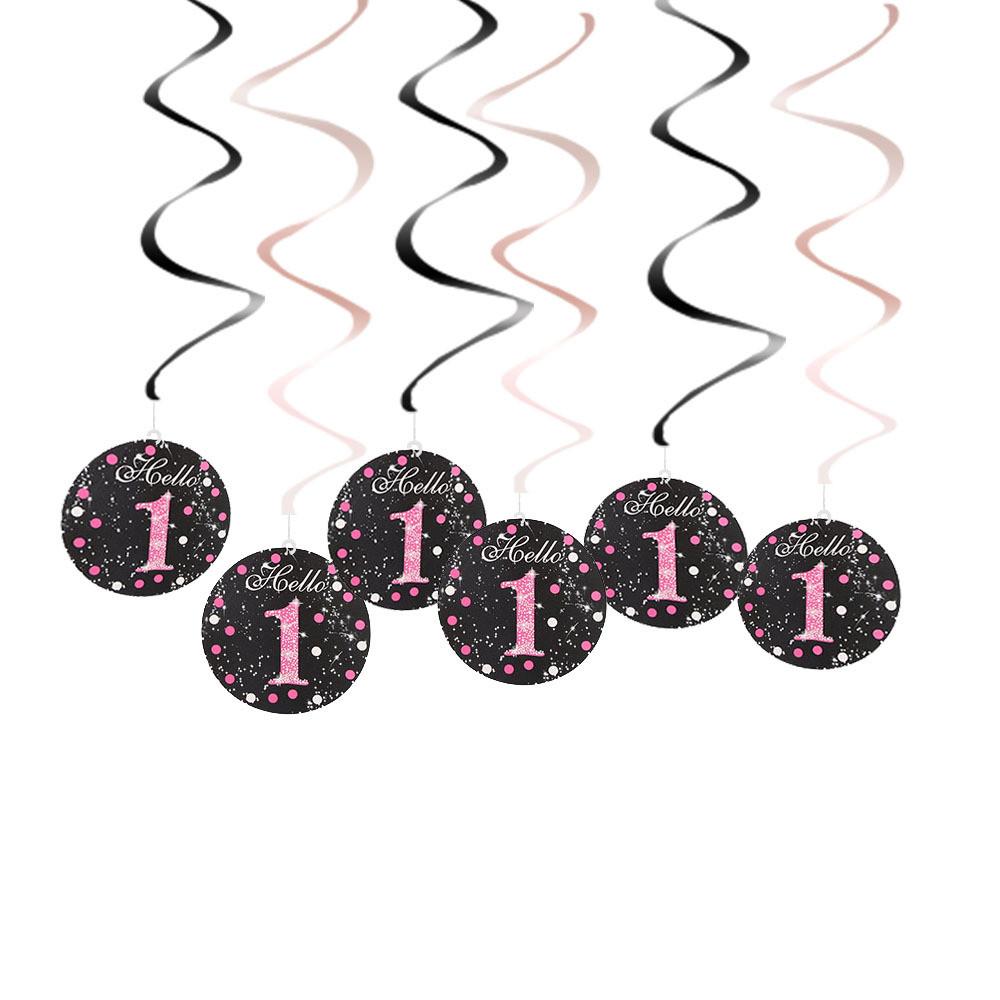 Яркие ПВХ спиральные таблички с цифрами для декора на первый день рождения и юбилейную вечеринку