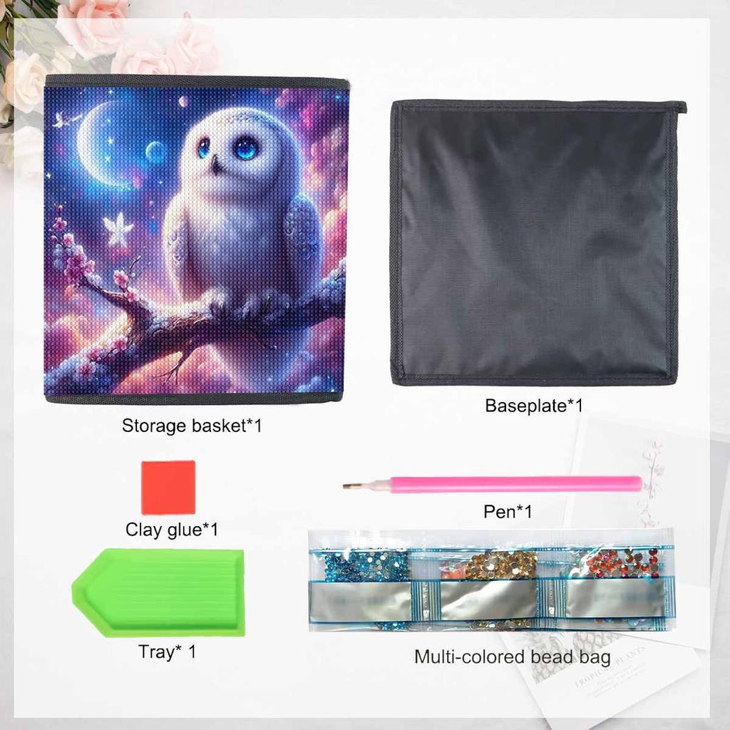 Сова на ветке 5D Алмазная живопись Корзина для хранения Полная круглая выкладка Мозаика Алмазная вышивка Наборы для вышивания крестом Домашний декор Домашний декор