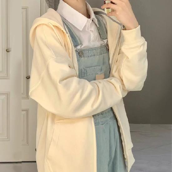 Women's Oversized Hoodies Full Zip Up Long Sleeve Sweatshirt with Pockets Casual Drawstring Jackets Fall Outwear