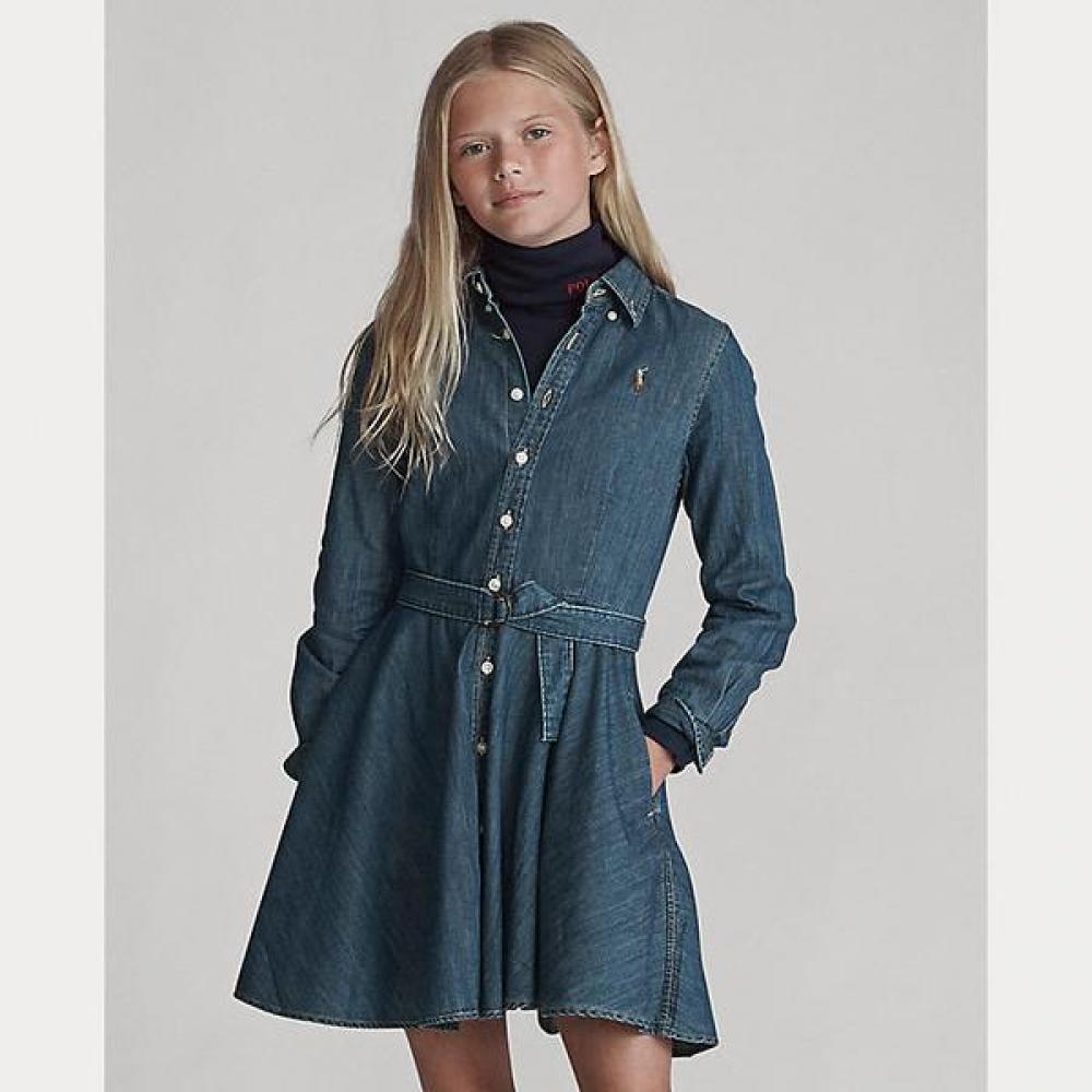 Polo Kids Girls Cotton Denim Belt Dress Cwpodrsg3m20017410