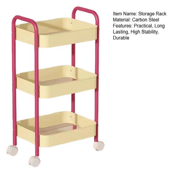 Стеллаж для хранения с колесами, прочная несущая многослойная конструкция, простая установка, устойчивая универсальная тележка для хранения