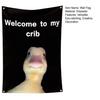Wall Flag Creative Welcome To My Crib Flag Durable Easy Installation Wall Hanging Banner for Home Decoration