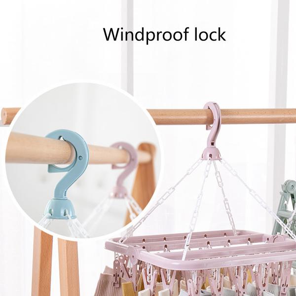 Складная вешалка для капель с 32 зажимами, пластиковая подвесная сушилка для одежды, нижнего белья, носков