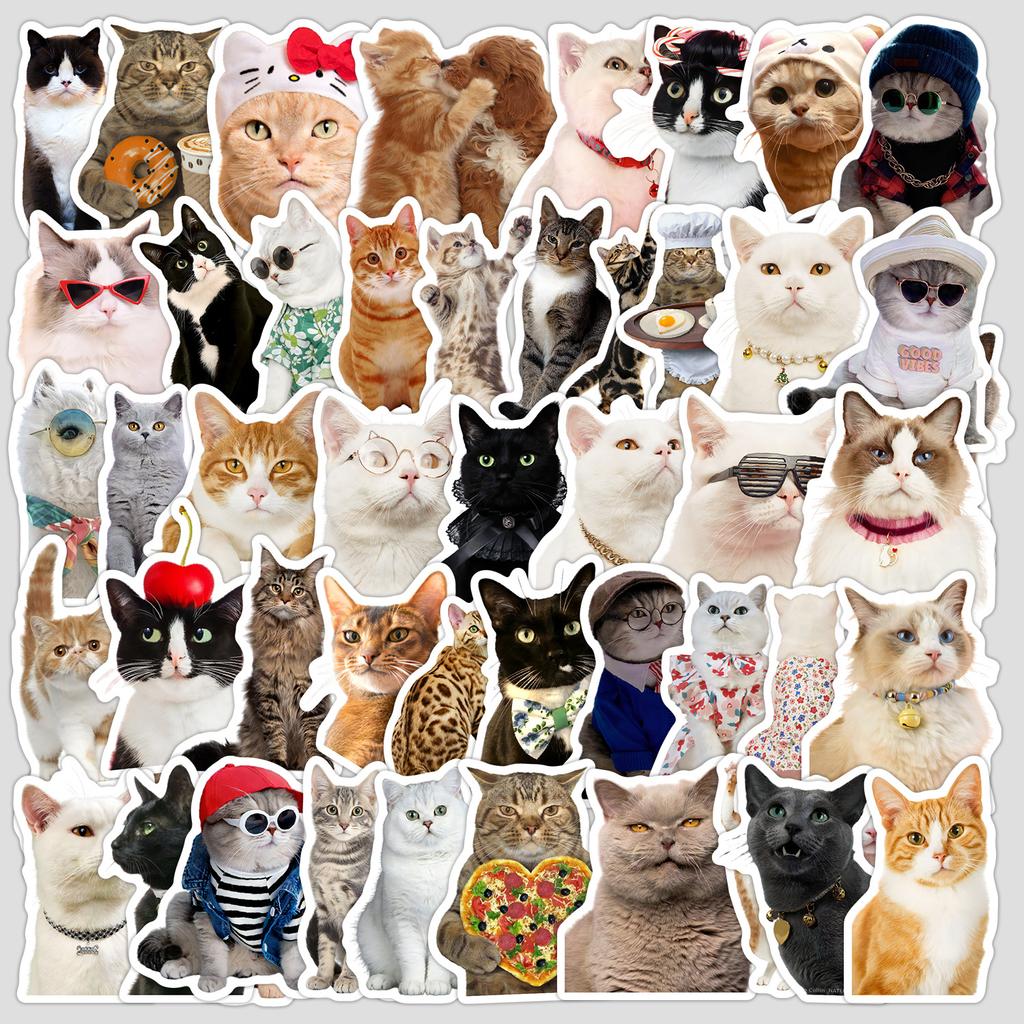 50 Мультяшных Милых Эмодзи Котят Набор Граффити Наклеек Чехол для Мобильного Телефона Ручной Аккаунт Наклейки для Компьютера Чемодана