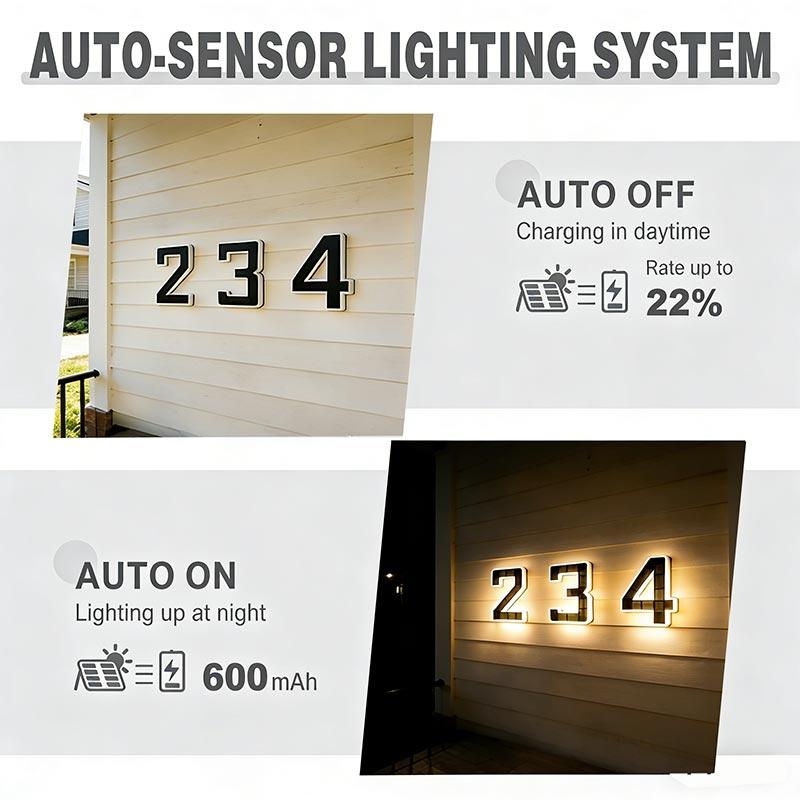 Digital ABCD Solar Doorplate Lights Modern LED House Address Signs Solar Lights Outdoor Courtyard Decoration Lights 2026