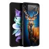 Жесткий ПК Чехол для Телефона с Рисунком Оленя и Личи для Samsung Galaxy Z Flip 7 6 5 4 Черная Крышка для Galaxy Z Flip 3 Складной Корпус Fundas