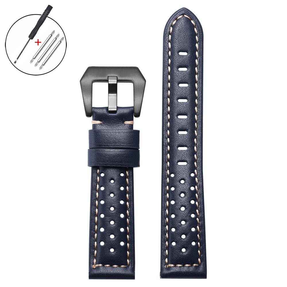 Ремешки для часов из натуральной кожи ручной работы 20 мм 18/22/24/26 мм для Panerai для Omega Мягкий Мужской Винтажный Дышащий Браслет Ремень из Коровьей Кожи