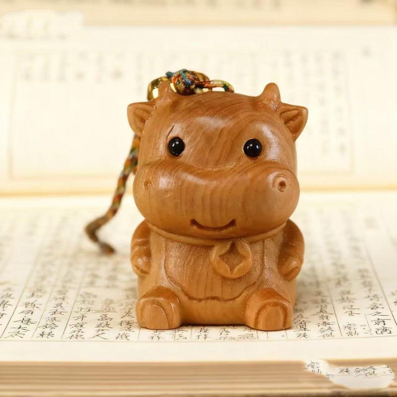 Cliff Cypress Zodiac Wood Carving Pendant Keychain