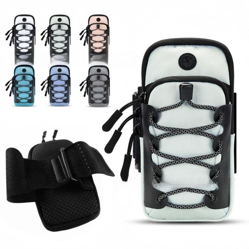 Double Zipper Sports Arm Bag Reflective Cord Trim Wrist Pouch Wear-Resistant Phone Armband Fitness