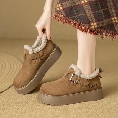 Ботинки Boken на платформе женские зимние новые ленивые туфли бархатные теплые снежные хлопковые туфли женская мода