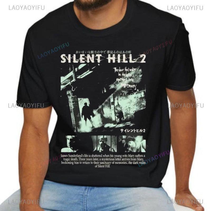 Silent Hill 2 Видеоигра Черная Ретро Игровая Футболка Высокое Качество Чистый Хлопок Футболки Личность Мужская Одежда Повседневная Ropa Hombre