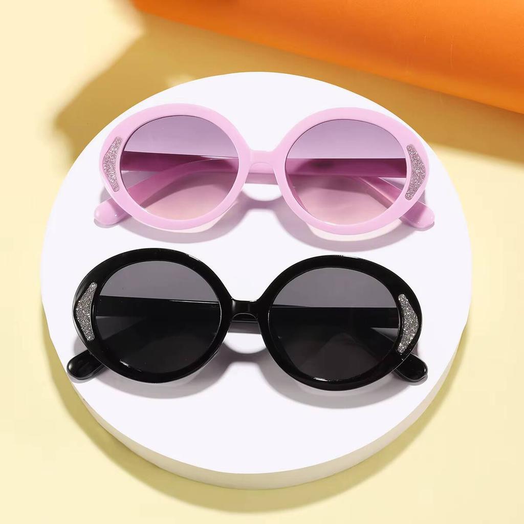 2026 Children's Candy Color Fine Flash Oval Frame Cute Baby Trendy Fashion Street Photography Sunshade Sunglasses