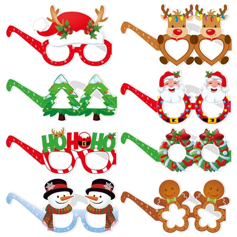 Creative Christmas Decorative Paper Glasses Gingerbread Man Santa Claus Reindeer Eyewear New Year Party Photoshoot Props