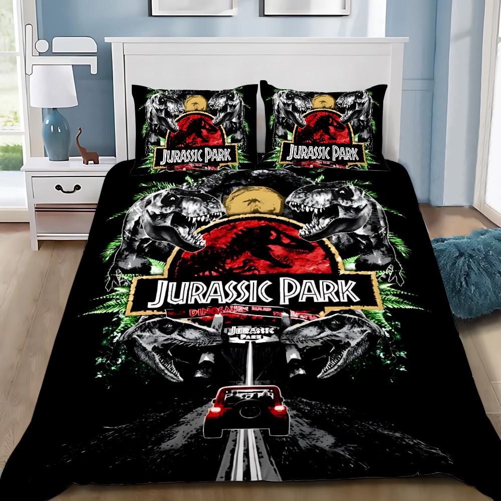 Hot J-Jurassic Dinosaur Park World Duvet Cover Pillowcase Dinosaur Bedding Set Adult Boy Girl Bedroom Decoration Single Double