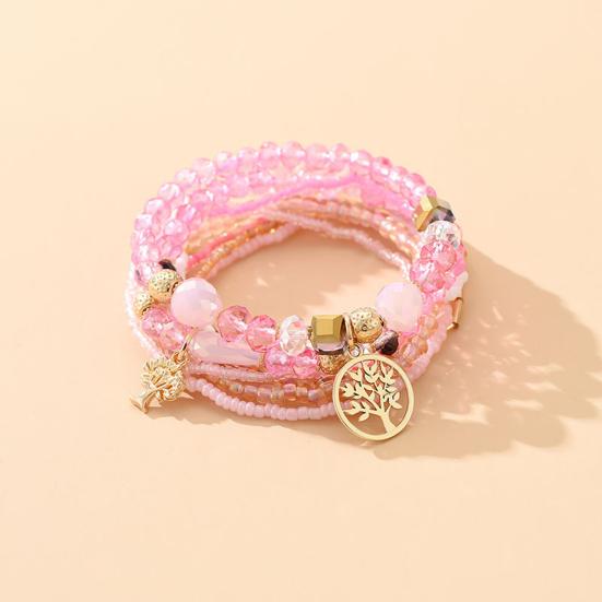 Women Bracelets Beaded Multilayer Faux Glaze Jewelry Bohemian Stackable Bangles for Party