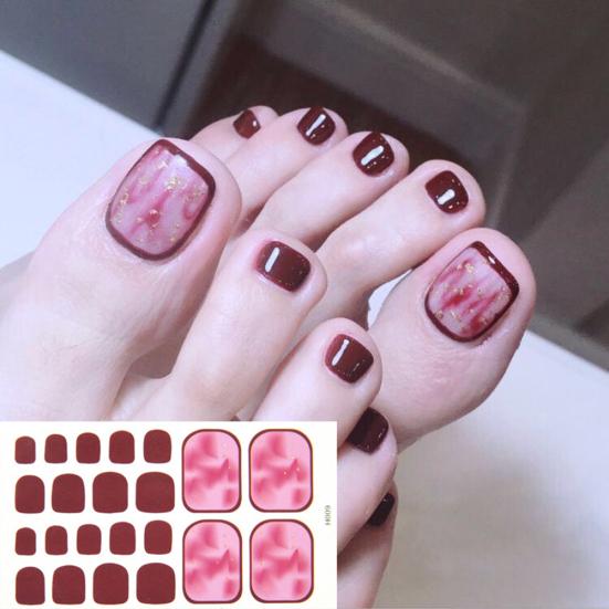 Heart Moon Leaf Waterproof Toe Nail Stickers Full Cover Decals Adhesive Wraps