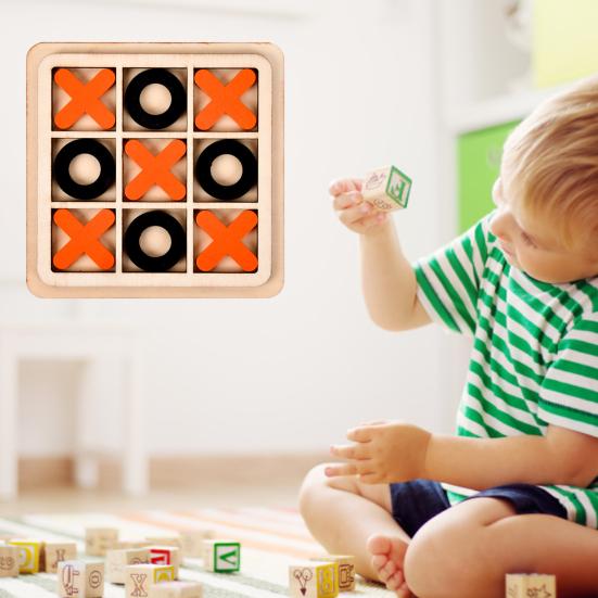 1 Set Tic-Tac-Toe Competitive-skill Decision-making Skill Brain-development Wood Logical Thinking Ability OX Chess Game Children Supply