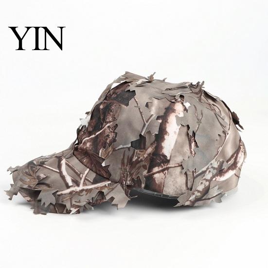 Outdoor Adventure Sun Protection 3D Leafy Camouflage Cap, Tactical Hunting Hat, Adjustable Jungle Breathable Hat Camo Cap for Men, Turkey Hunting,