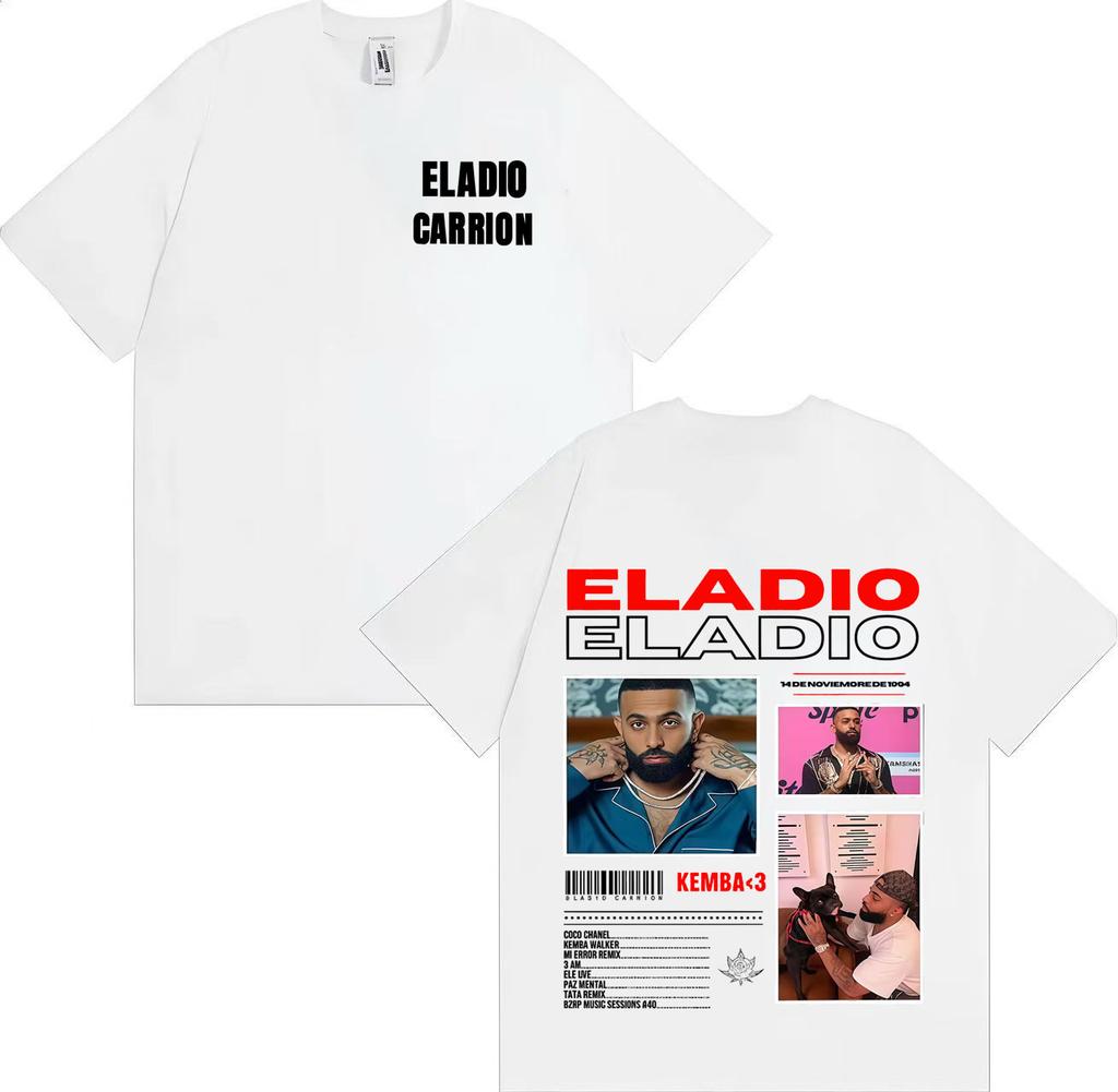 Хип-хоп исполнитель Eladio Carrion Новая обложка альбома Принт Харадзюку Футболка с коротким рукавом Хипстерская мужская футболка Оверсайз Повседневные топы Подарок для фанатов
