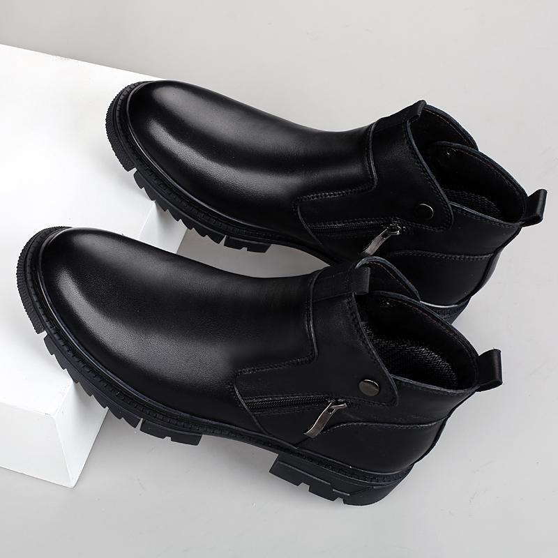 Повседневная обувь из натуральной кожи для мужчин, ботинки до щиколотки в британском стиле, с боковой молнией, обувь с высоким верхом, мужские классические ботильоны челси