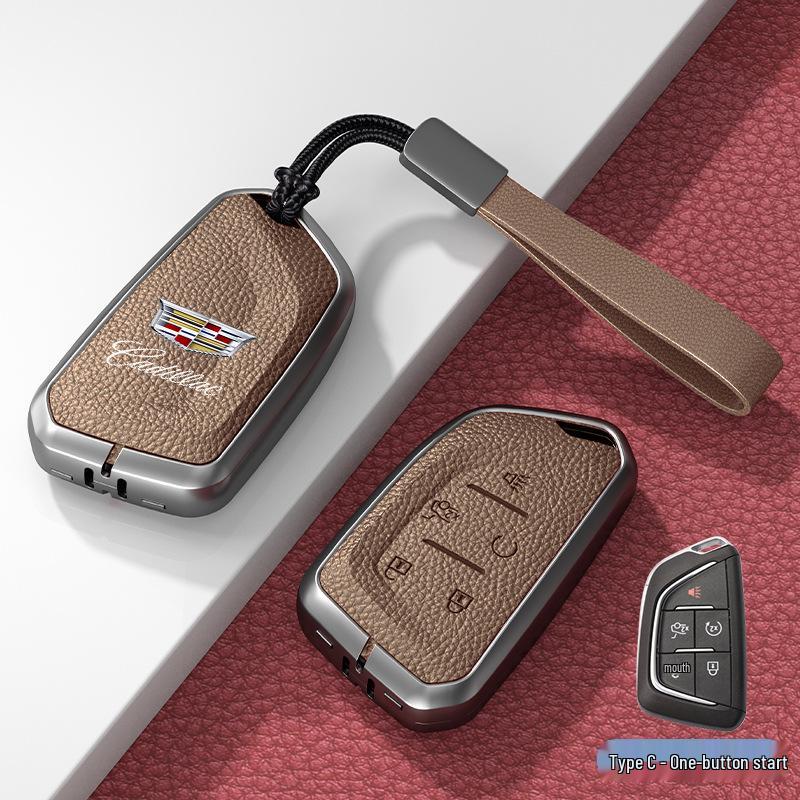 Кожаный чехол для ключа для Cadillac XT5/CT6/XT4/XTS и ATSL – Унисекс-дизайн с пряжкой