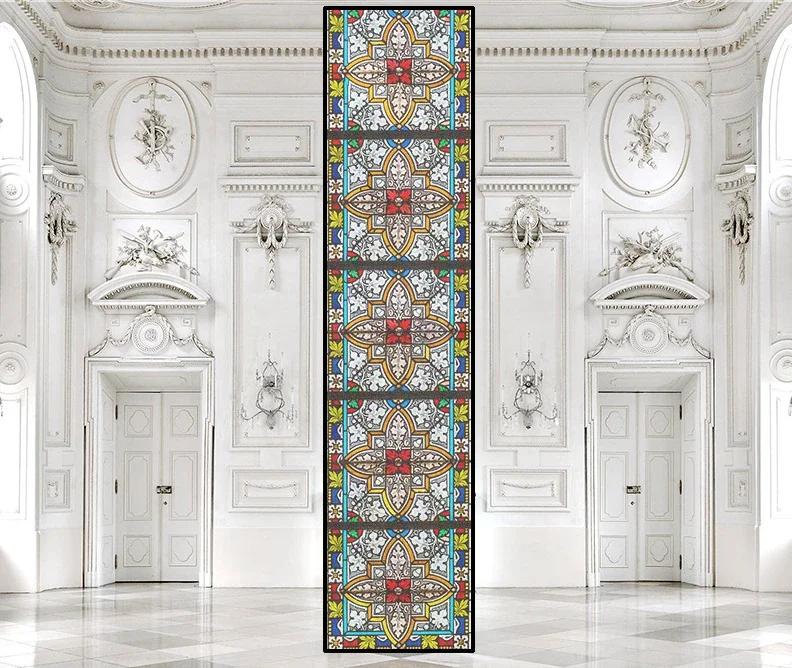 Пленка для конфиденциальности окон в церковном стиле, витражные наклейки на окна, статические цепляющиеся декоративные матовые оконные пленки, индивидуальный размер