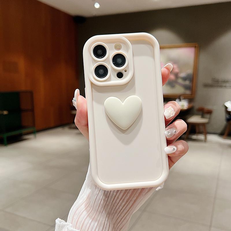 Милый 3D чехол-сердечко из силикона в стиле INS для iPhone 17 16 15 Pro Max 16E Чехол iPhone 14 13 12 11 16 Plus 7 8 Ударопрочный чехол