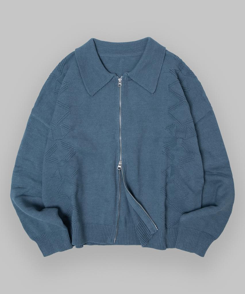 Черный Кардиган на Молнии Минималистичный Вязаный Косами 'Black Moment Essential Collar'