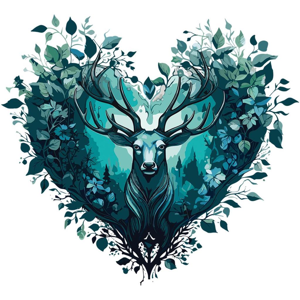 1pc Green Deer Heart Heat Transfer Sticker, DIY Iron-On Decals For Clothes, T-Shirt Making, Pillow Decorating, Clothing Supplies & Appliques