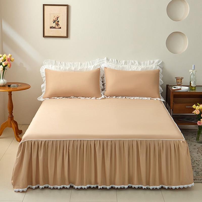 1 шт. Подзор для кровати 100% хлопок Покрывало для кровати Кружевное покрывало Однотонное постельное белье Домашний чехол для матраса falda de cama (Нет наволочки)