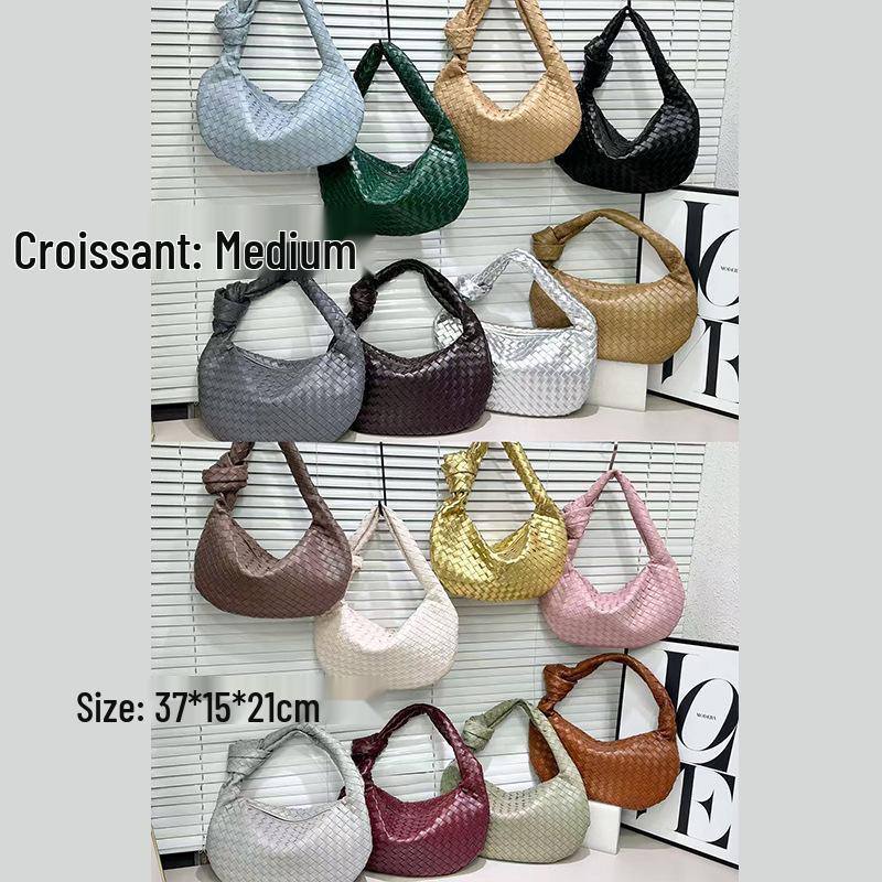 Сплетенная вручную сумка-круассан - Завязывающаяся на узел, на одно плечо, подмышку, тоут