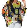 Женская летняя рубашка с цветочным принтом и рукавами «летучая мышь», шифоновое пончо, повседневная свободная блузка