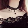 Black Lace Necklace Gothic Lace Necklace Crystal Pendant Halloween Cosplay Party Diamond Necklace Women's Jewelry