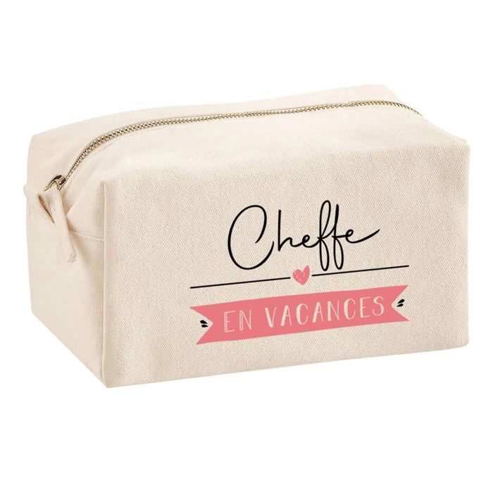 Trousse multifonction Cheffe en Vacances Cadeau Anniversaire Noël Collègue Départ Retraite | Trousse Scolaire Fournitures Bureau