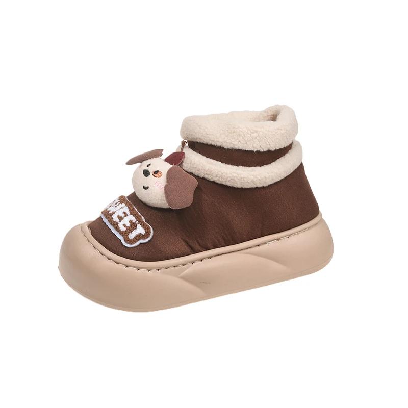 Мода 2025 Милый медведь Новая мода Пушистые туфли на толстой подошве Женские удобные и теплые хлопковые туфли Женские нескользящие домашние тапочки